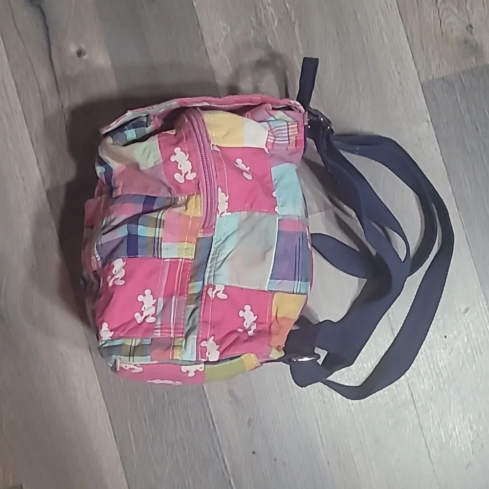 Disney Store Madras Patchwork Mickey Mouse Backpack Purse - Authentic